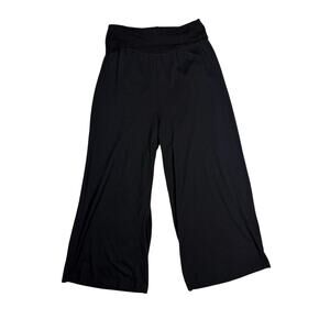 Michael Stars Pants Women's Large Wide Leg Black Crop Fold Over High Waisted